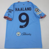 HAALAND #9 2022/23 Man City UCL Final 1:1 Quality Home Fans Jersey （Have All Patch 全臂章有胸前字有号下广告)