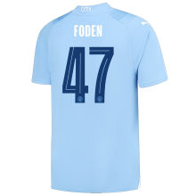 FODEN #47 Man City 1:1 Home Blue Fans Jersey 2023/24 (UCL Font)