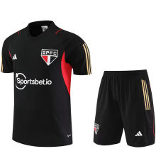2023/24 Sao Paulo Black Short Training Jersey 胸前有广告