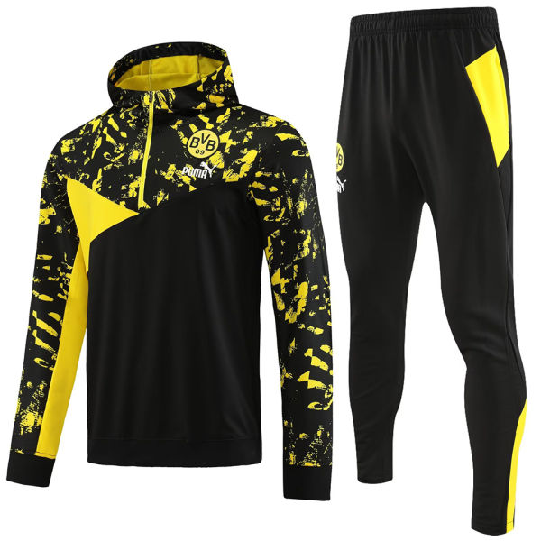 2023/24  BVB Black Yellow Hoody Zipper Jacket Tracksuit