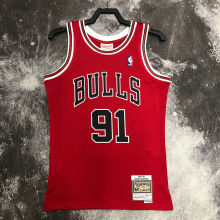1998 Bulls RODMAN #91 Retro Red NBA Jersey