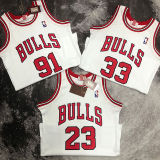 1998 Bulls RODMAN #91 Retro White NBA Jersey