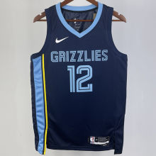 2023/24 Grizzlies Morant #12 Dark Blue NBA Jerseys Hot Pressed