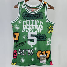 1907/08 Celtics GARNETT #5 Green  Retro NBA Jerseys 热压