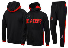 2023/24 Trail Blazers Black Hoody Zipper Jacket Tracksuit（开拓者）