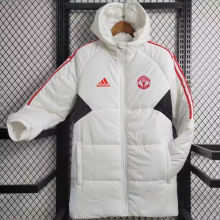 2023/24 M Utd White Cotton Jacket 红三边