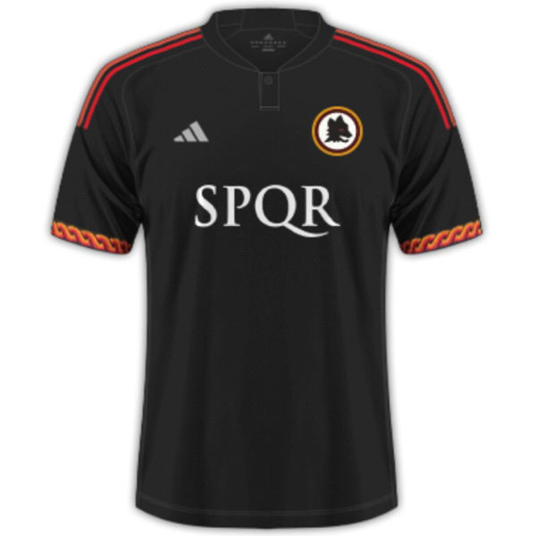 2023/24 Roma Third Black Fans Soccer Jersey 有胸前广告