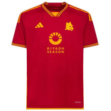2023/24 Roma Home Red Fans Soccer Jersey 有胸前新新广告