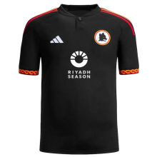 2023/24 Roma Third Black Fans Soccer Jersey 有胸前新新广告
