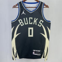 2023/24 Bucks LILLARD #0  Black NBA Jerseys
