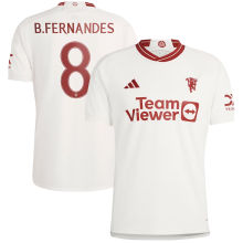 B.FERNANDES #8 M Utd 1:1 Quality Third White Fans Jersey 2023/24 (UCL Font 欧冠字体)