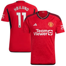 HøJLUND #11 M Utd 1:1 Quality Home Red Fans Jersey 2023/24 (League Font 联赛字体)