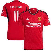HøJLUND #11 M Utd 1:1 Quality Home Red Fans Jersey 2023/24 (UCL Font 欧冠字体)