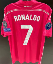 RONALDO #7 RM Away Pink Retro Soccer Jersey 2014/15 (Have All Patch) (2014+10) 全套章
