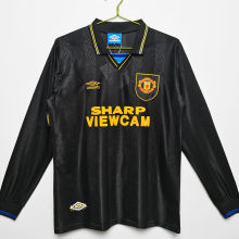 1993/94 M Utd Away Black Long Sleeve Retro Soccer Jersey