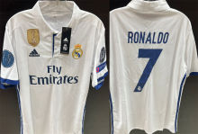 RONALDO #7 RM White Home Retro Jersey 2016/17 (Have All Patch) (2016+11) 全套章