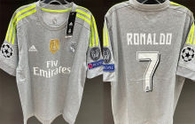 RONALDO #7 RM Away Grey Retro Jersey 2014/15 (Have All Patch) (2014+10) 全套章