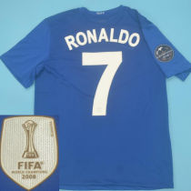 RONALDO #7 2008-09 M Utd Away Retro Jersey 欧冠字体 07/08球+2008世俱杯金章