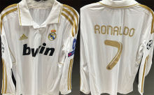 RONALDO # 7 RM Home Retro Long Sleeve Jersey 2011/12 (Have All Patch) (蓝9字杯) 全套章