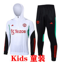 2023/24 M Utd White Kids Hoody Zipper Jacket Tracksuit