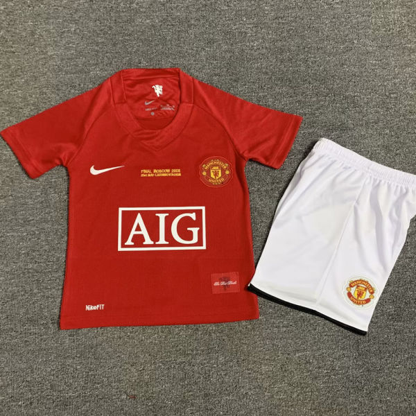 2007/08 M Utd Home Red Retro Kids Soccer Jersey