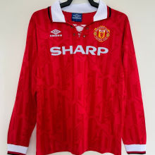 1992/94 M Utd Home Red Retro Long Sleeve Soccer Jersey