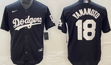 LA Dodgers #18 YAMAMOTO Black Baseball Jersey