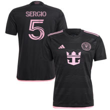 SERGIO #5 Inter Miami 1:1 Quality Away Black Fans Jersey 2023/24  胸前新广告