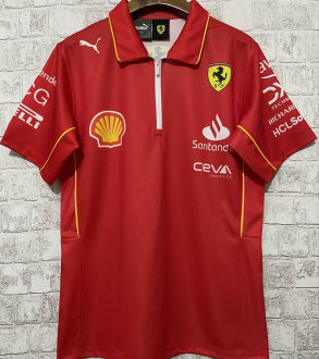 2024 Ferrari F1 Red Red POLO Team T-Shirt 拉链
