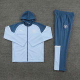 2024 Man City  Blue Gray Hoody Zipper Jacket Tracksuit