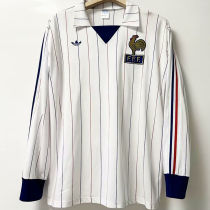 1980/82 France Away White Retro Long Sleeve Jersey