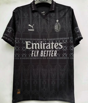 2023/24 AC Milan x PUMA x Pleasures 1:1 Quality 4Th Black Fans Jersey