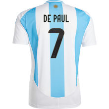 DE PAUL # 7 Argentina 1:1 Quality Home Fans Jersey 2024/25 (Have FlFA World Champion 2022 有胸前章)