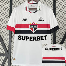 2024/25 Sao Paulo 1:1 Home White Fans Soccer Jersey  (All Sponsor 全广告)