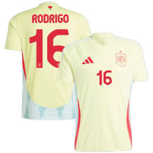 RODRIGO #16 Spain Away Yellow Fans Jersey 2024/25