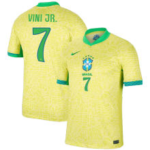 VINI JR． #7 Brazil 1:1 Quality Home Yellow Fans Jersey 2024/25