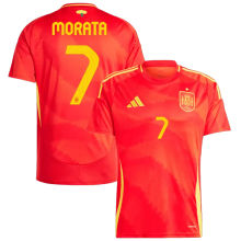 MORATA #7 Spain 1:1 Quality Home Red Fans Jersey 2024/25