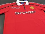 1998-1999 M Utd Home CANTONA #7 Retro Soccer Jersey (UCL Font 欧冠体)