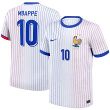 MBAPPE #10 France 1:1 Quality Away White Fans Jersey 2024/25