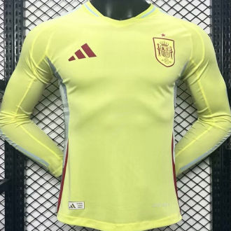 2024/25 Spain Away Yellow Player Version Long Sleeve Jersey