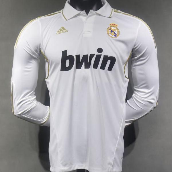 2011/12 RM Home Retro Long Sleeve Player Version Soccer Jersey 球员版带胸前章