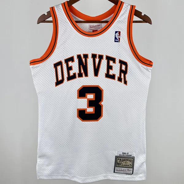 2006/07 Nuggets IVERSON #3 White Retro NBA Jerseys 热压