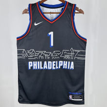 2021 76ers HARDEN #1 Sapphire Blue City Edition NBA Jerseys 热压