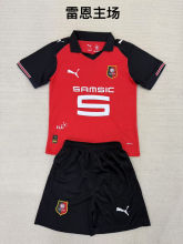 2025/26 Rennais Home Red Kids Soccer Jersey