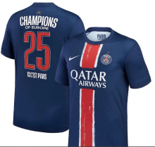 CHAMPIONS 2024/25 PSG 1:1 Quality Home Blue Fans Soccer Jersey  “带星”