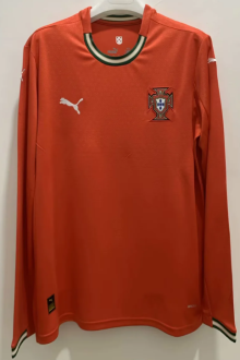 2025/26 Portugal Home Red Long Sleeve Fans Version Soccer Jersey