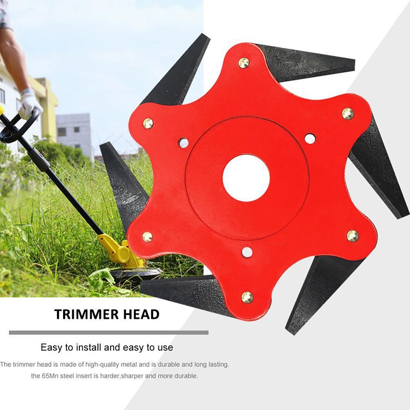 outdoor trimmer head 6 steel blades razors 65mn lawn mower grass weed eater brush cutter tool