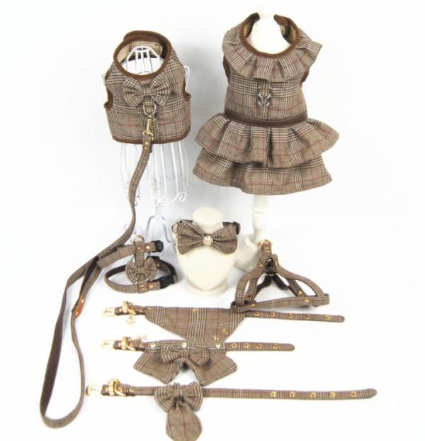 Wholesale  Dog England Style Dress ,Harness and Collar Set