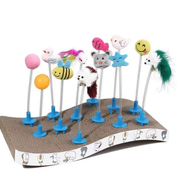Wholesale  Corrugated cat scratcher with spring toy