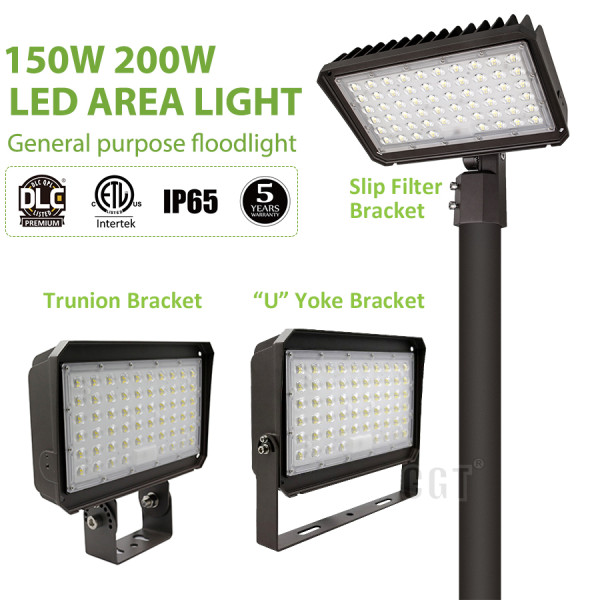 150W 200W LED Flood Light Area Light Parking Lot Light With Trunion Bracket  Photocell Optional 140lm/w 100-277V/347V ETL cETL DLC